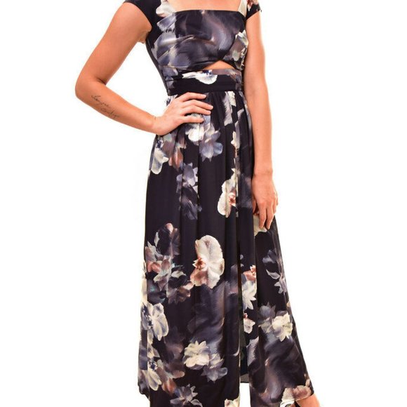KEEPSAKE Confession SILK MAXI dress Sz S FRONT CUT OUT FLORAL ROMANCE NWT in bag - Picture 3 of 6